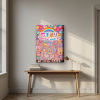 Takeshita Street — Tokyo art print, on thick canvas, styled in a desk