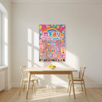 Takeshita Street — Tokyo art print, unframed poster, styled in a kitchen