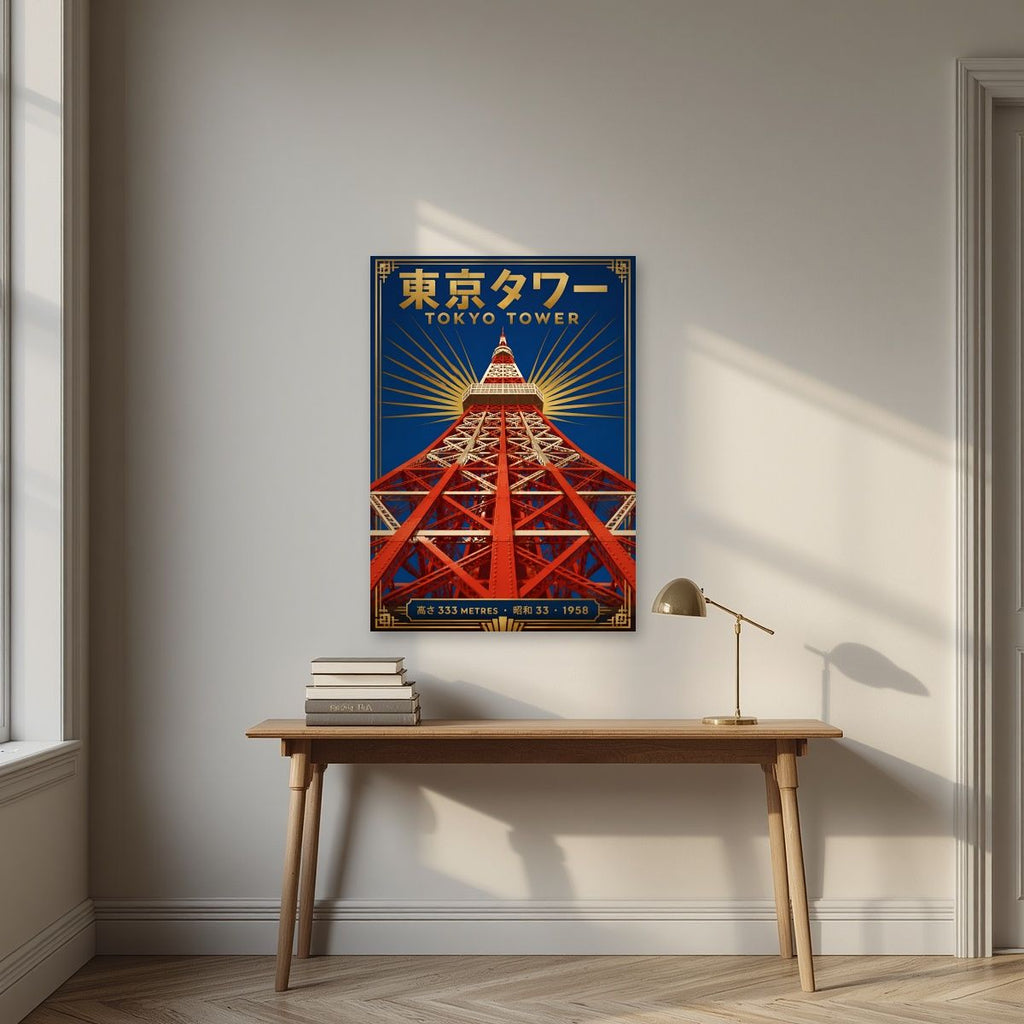 Tokyo Tower — Tokyo art print, unframed poster, styled in a desk
