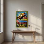 Match Point — Toucan Play That Game art print, on slim canvas, styled in a desk