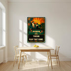 Poker Face — Toucan Play That Game art print, as an acrylic print, styled in a kitchen