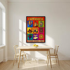 Anatolian Icons — Cappadocia art print, in a black frame, styled in a kitchen