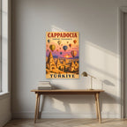 Balloons at Dawn — Cappadocia art print, unframed poster, styled in a desk