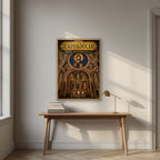 Byzantine Frescoes — Cappadocia art print, in an oak frame, styled in a desk