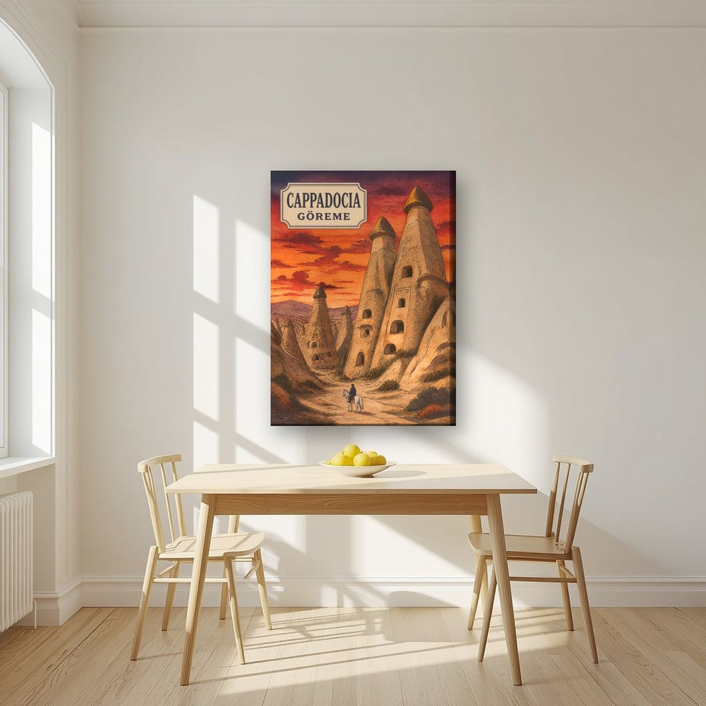 Peribacalari — Cappadocia art print, on slim canvas, styled in a kitchen