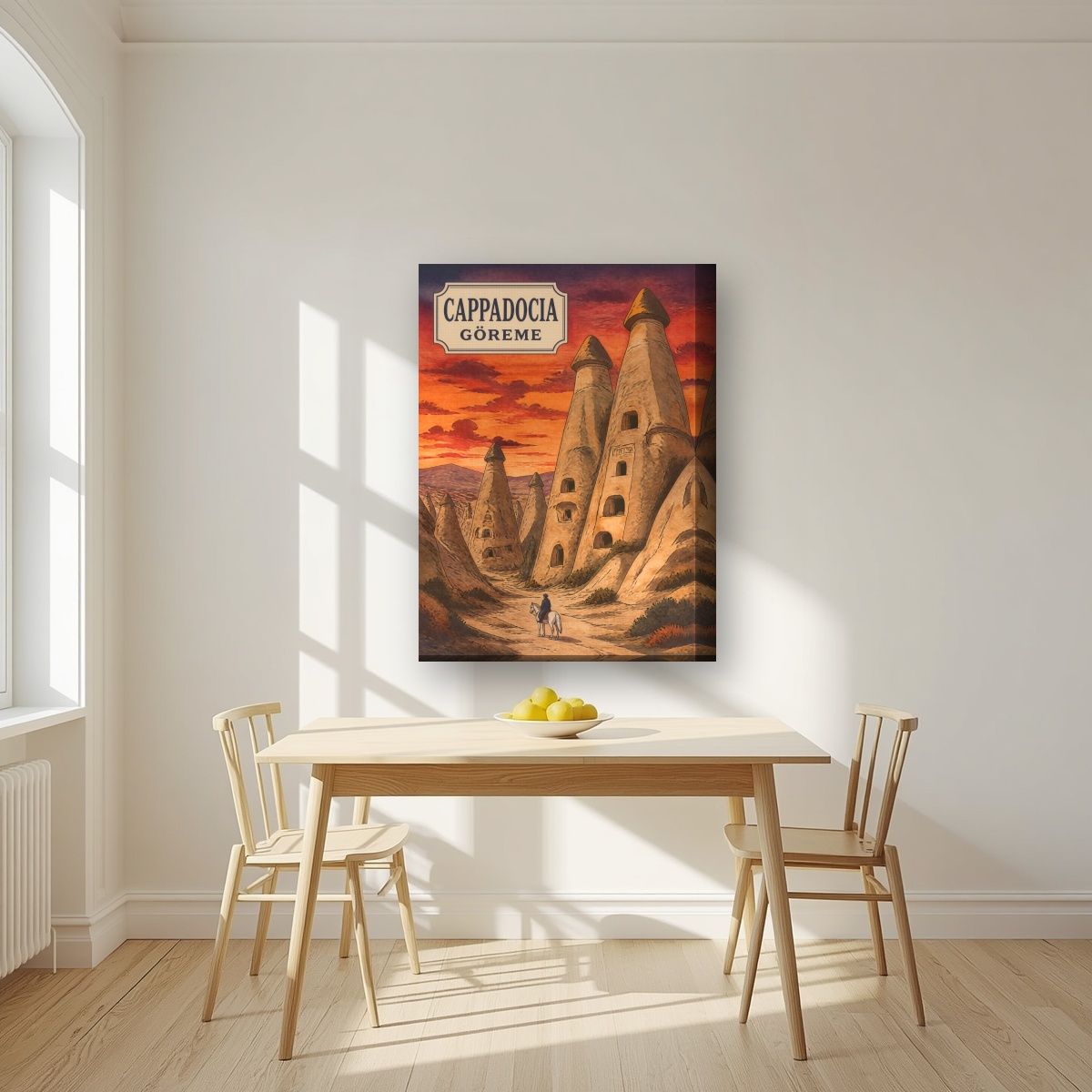 Peribacalari — Cappadocia art print, on thick canvas, styled in a kitchen
