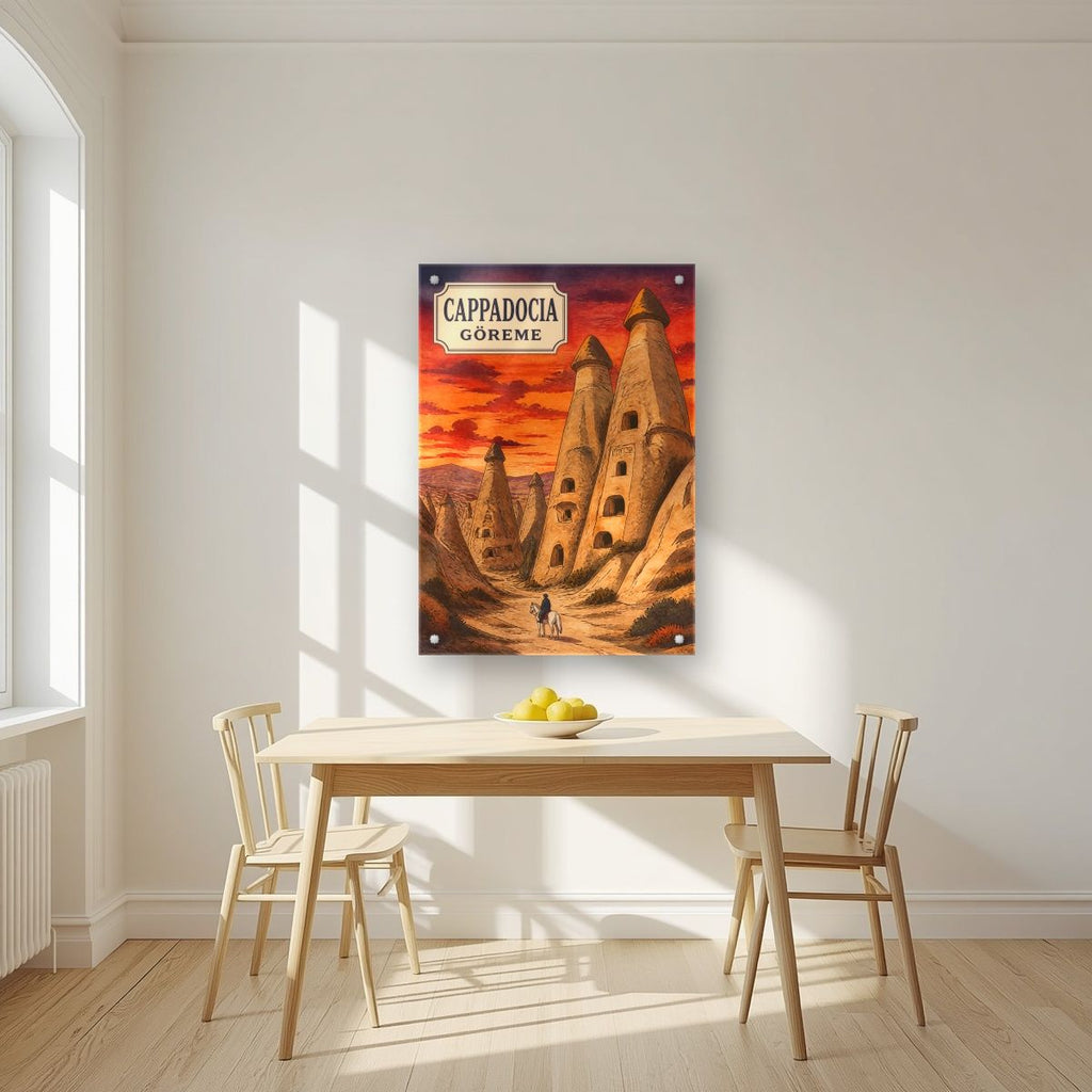 Peribacalari — Cappadocia art print, as an acrylic print, styled in a kitchen