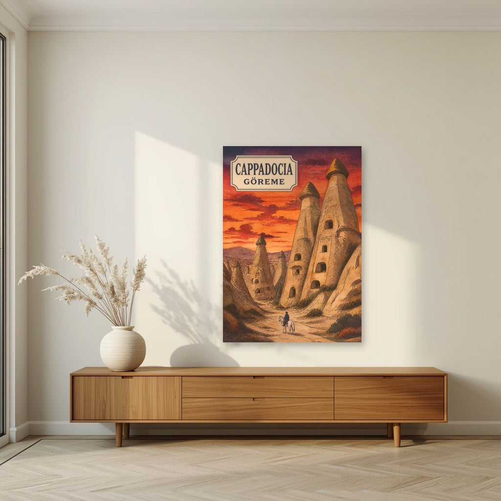 Peribacalari — Cappadocia art print, unframed poster, styled in a living room
