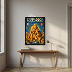 Uchisar Castle — Cappadocia art print, in a black frame, styled in a desk