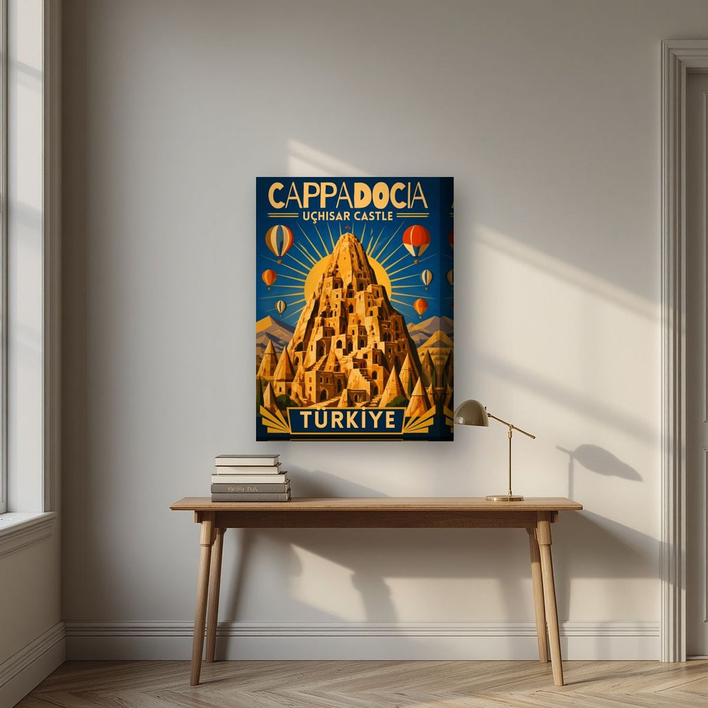 Uchisar Castle — Cappadocia art print, on thick canvas, styled in a desk