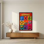 Dokuz — Istanbul art print, in a black frame, styled in a living room