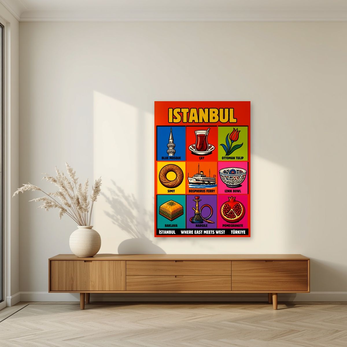 Dokuz — Istanbul art print, unframed poster, styled in a living room