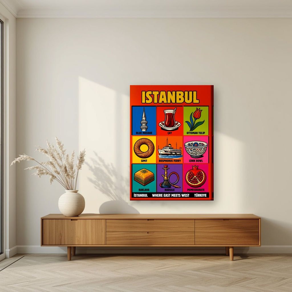Dokuz — Istanbul art print, on slim canvas, styled in a living room