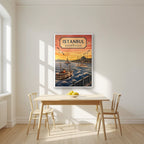 Kiz Kulesi — Istanbul art print, in a white frame, styled in a kitchen