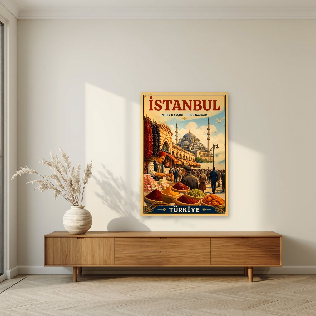 Misir Carsisi — Istanbul art print, unframed poster, styled in a living room