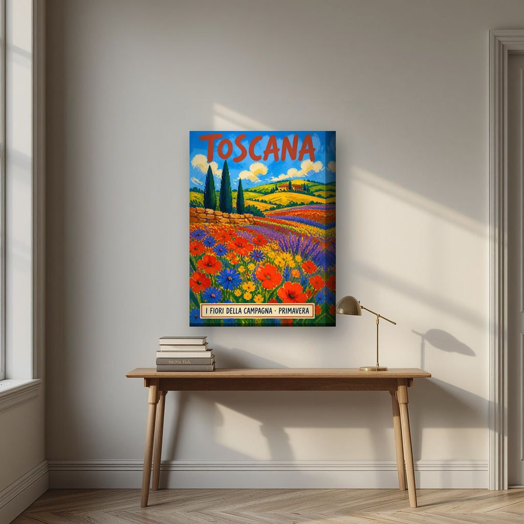 Campagna In Primavera — Tuscany art print, on thick canvas, styled in a desk