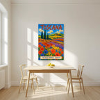 Campagna In Primavera — Tuscany art print, unframed poster, styled in a kitchen