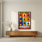 Chianti Salute — Tuscany art print, in a black frame, styled in a living room