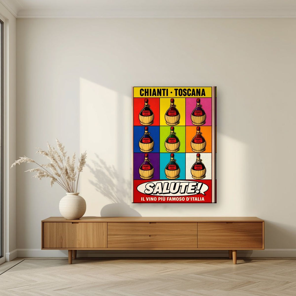 Chianti Salute — Tuscany art print, on slim canvas, styled in a living room
