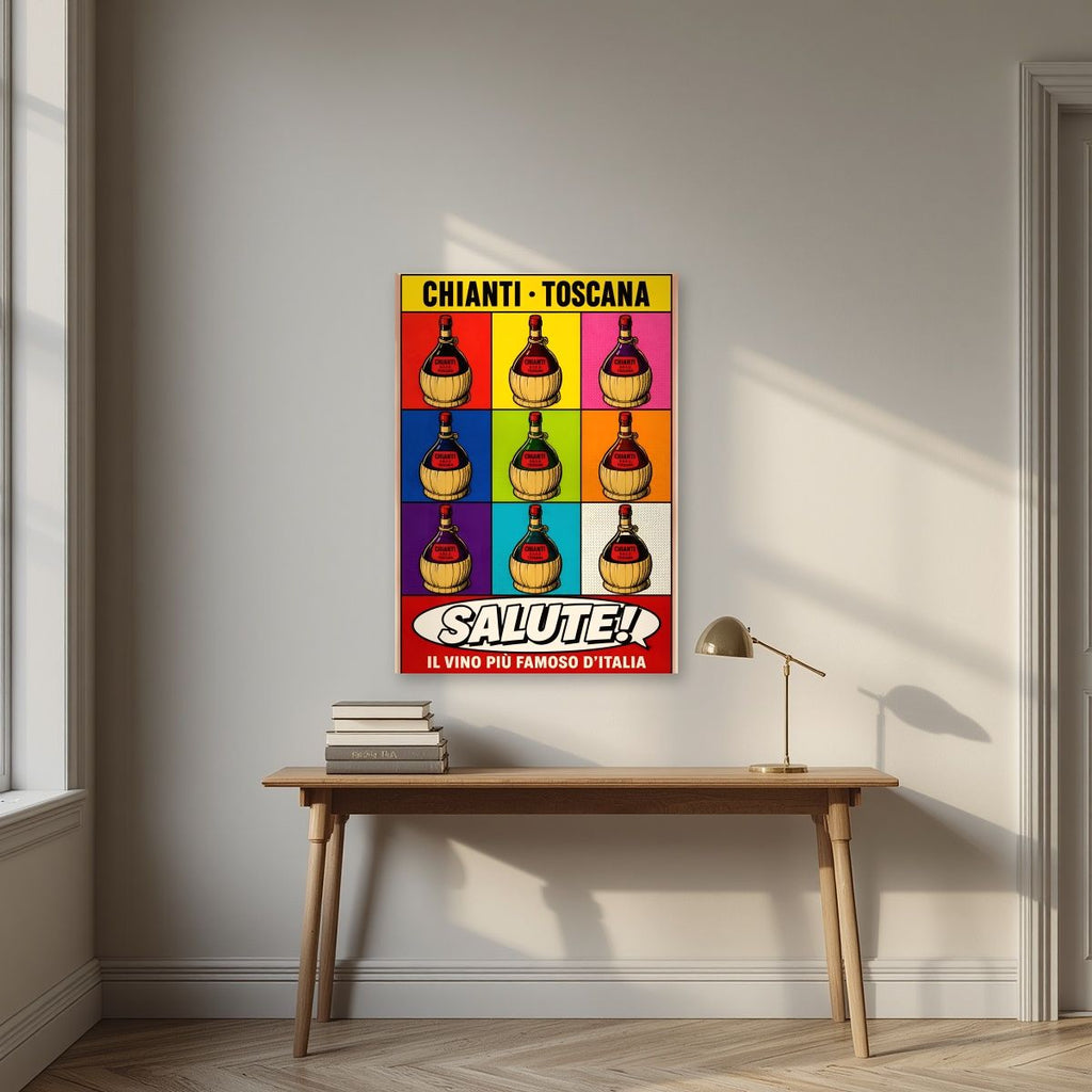 Chianti Salute — Tuscany art print, unframed poster, styled in a desk