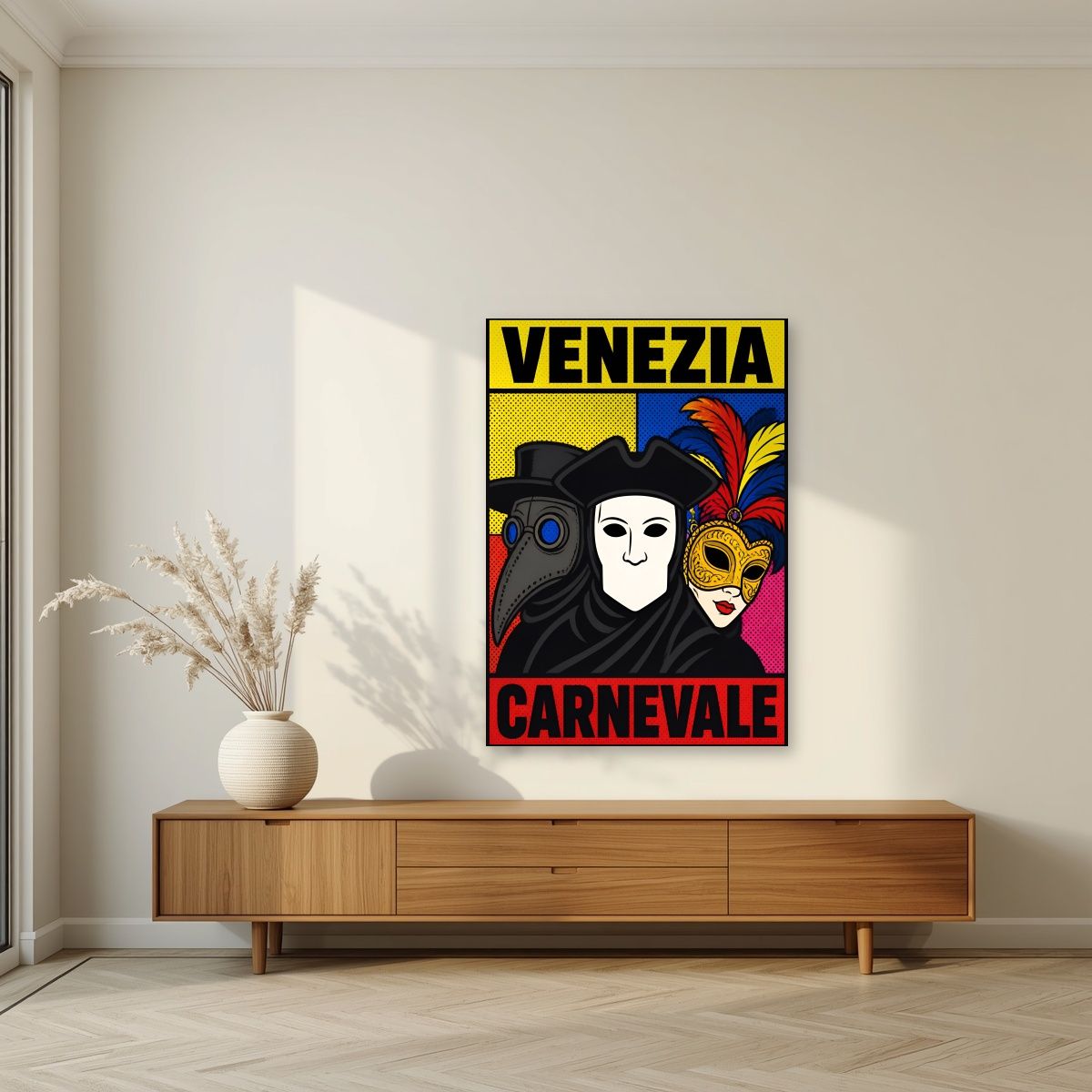 Carnevale — Venice art print, unframed poster, styled in a living room