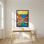 Isola Di Burano — Venice art print, in a black frame, styled in a kitchen
