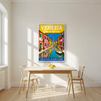 Isola Di Burano — Venice art print, in a white frame, styled in a kitchen