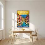 Isola Di Burano — Venice art print, in an oak frame, styled in a kitchen