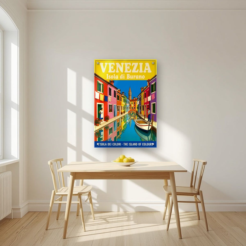 Isola Di Burano — Venice art print, as an acrylic print, styled in a kitchen