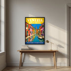 Isola Di Burano — Venice art print, in a black frame, styled in a desk