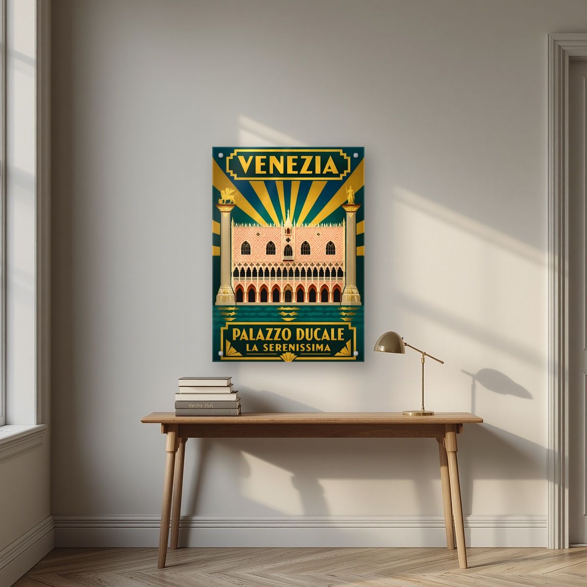 Palazzo Ducale — Venice art print, as an acrylic print, styled in a desk