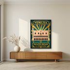 Palazzo Ducale — Venice art print, in a black frame, styled in a living room