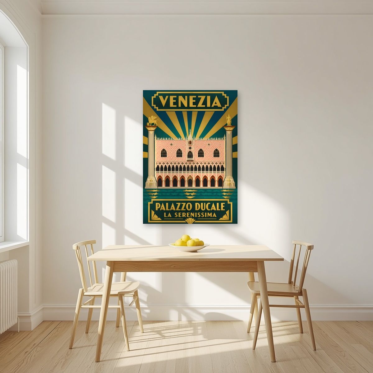 Palazzo Ducale — Venice art print, unframed poster, styled in a kitchen