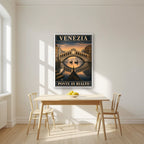 Ponte Di Rialto — Venice art print, in a white frame, styled in a kitchen
