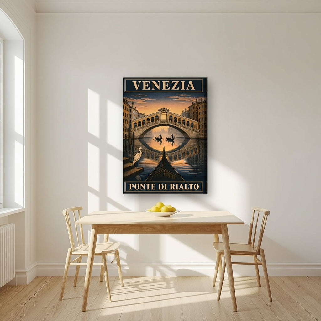 Ponte Di Rialto — Venice art print, on slim canvas, styled in a kitchen