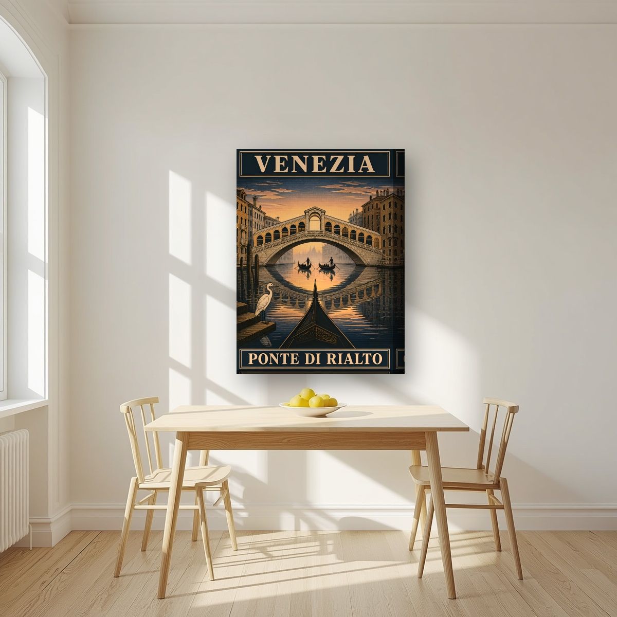 Ponte Di Rialto — Venice art print, on thick canvas, styled in a kitchen