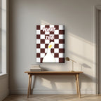 What The Duck – Cocoa Check art print on thick canvas, styled above a desk