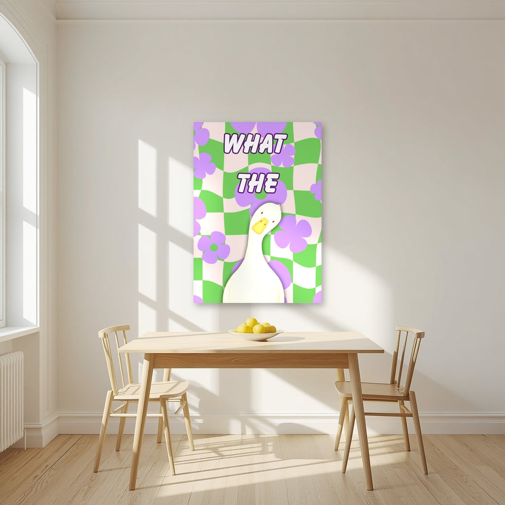 What The Duck – Meadow Check unframed poster in a kitchen
