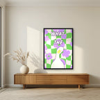What The Duck – Meadow Check print in a black frame in a living room