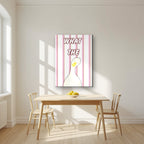 What The Duck – Rosewater Stripe art print on slim canvas, styled in a kitchen