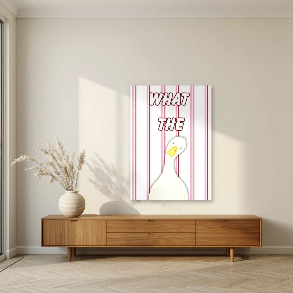 What The Duck – Rosewater Stripe art print, unframed poster, styled in a living room