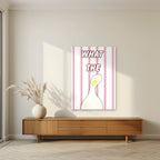 What The Duck – Rosewater Stripe art print, unframed poster, styled in a living room