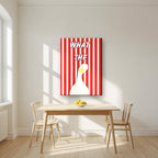 What The Duck – Seaside Stripe art print on slim canvas, styled in a kitchen