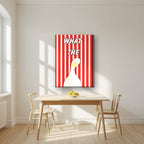 What The Duck – Seaside Stripe art print on thick canvas, styled in a kitchen