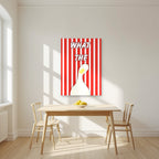 What The Duck – Seaside Stripe art print, unframed poster, styled in a kitchen