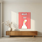 What The Duck – Seaside Stripe art print, unframed poster, styled in a living room