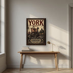 Jorvik — York art print, on slim canvas, styled in a desk