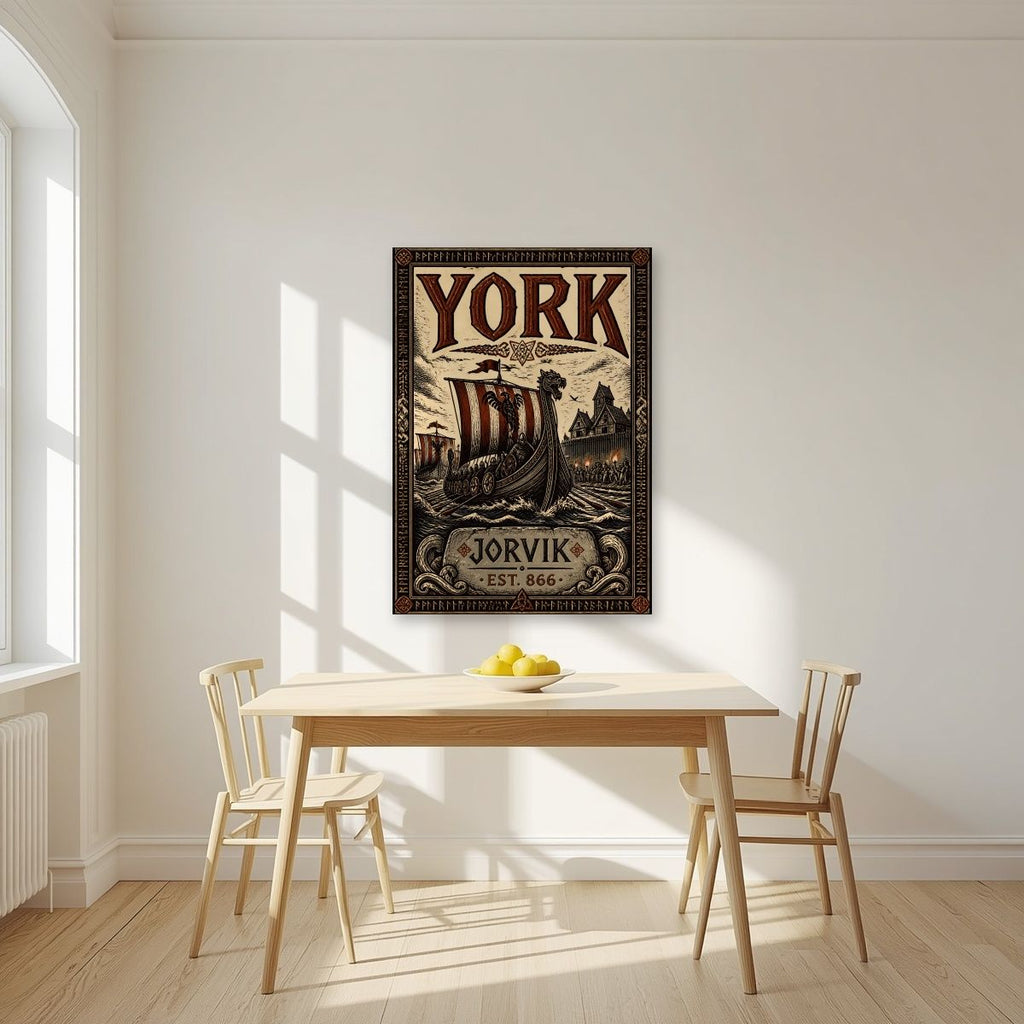 Jorvik — York art print, unframed poster, styled in a kitchen