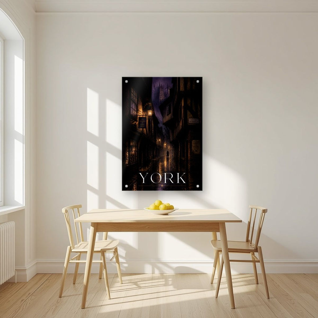 Little Shambles — York art print, as an acrylic print, styled in a kitchen
