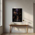 Little Shambles — York art print, in a black frame, styled in a desk